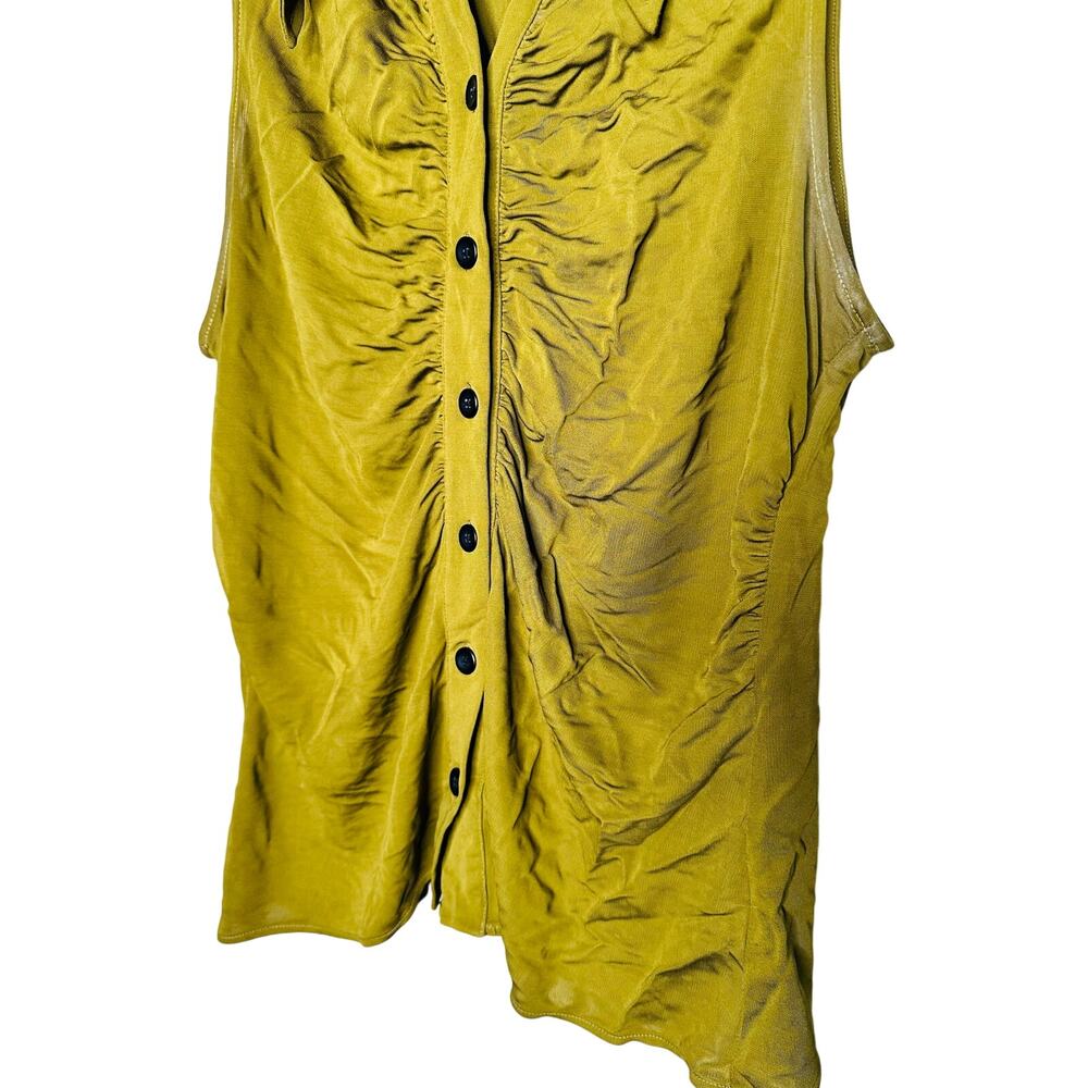 PROENZA SCHOULER WHITE LABEL Army Green Sleeveless Collared Button Front Top XL - Picture 7 of 11